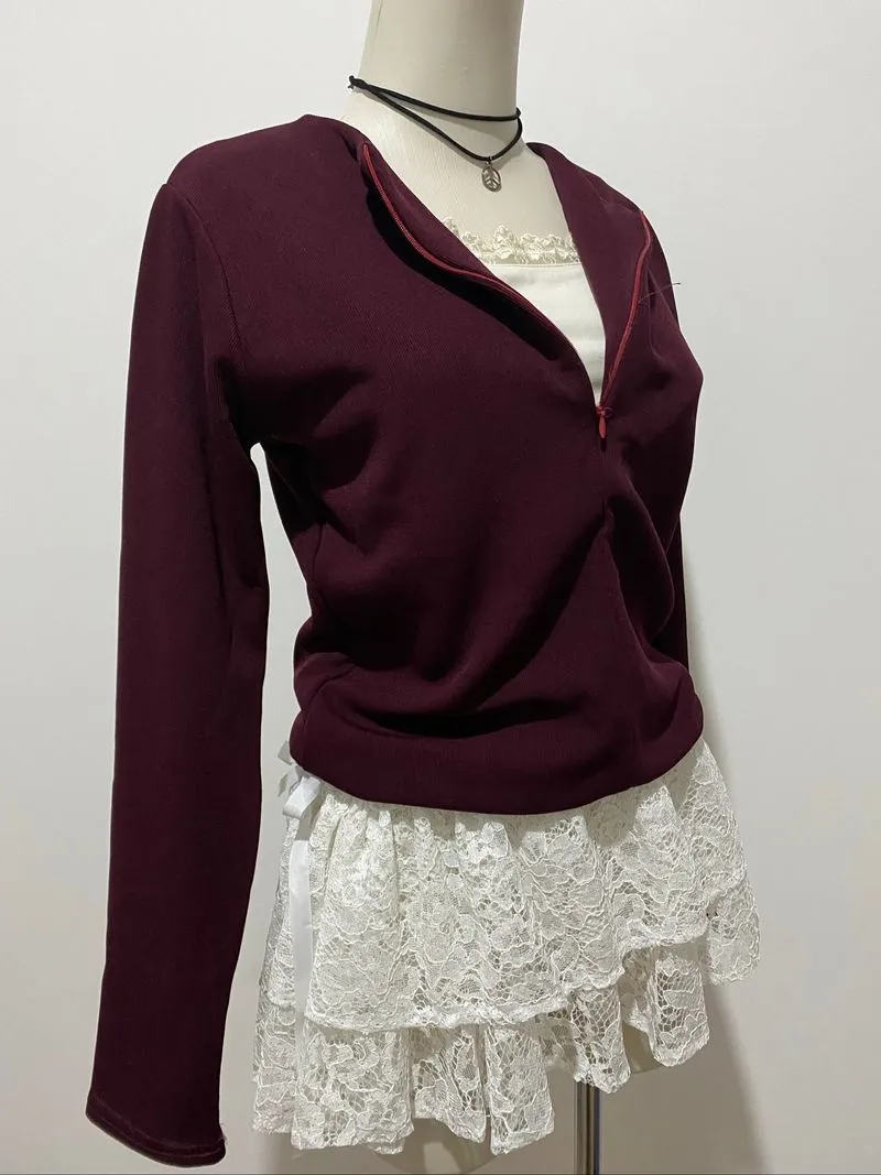 knit maroon photo 1