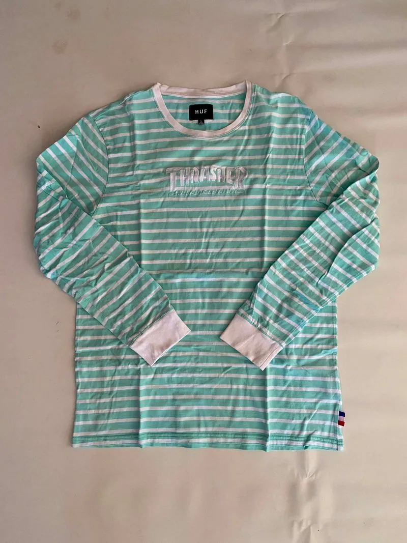 KAOS TSHIRT LONG SLEEVE HUF X THRASHER STRIPE photo 1