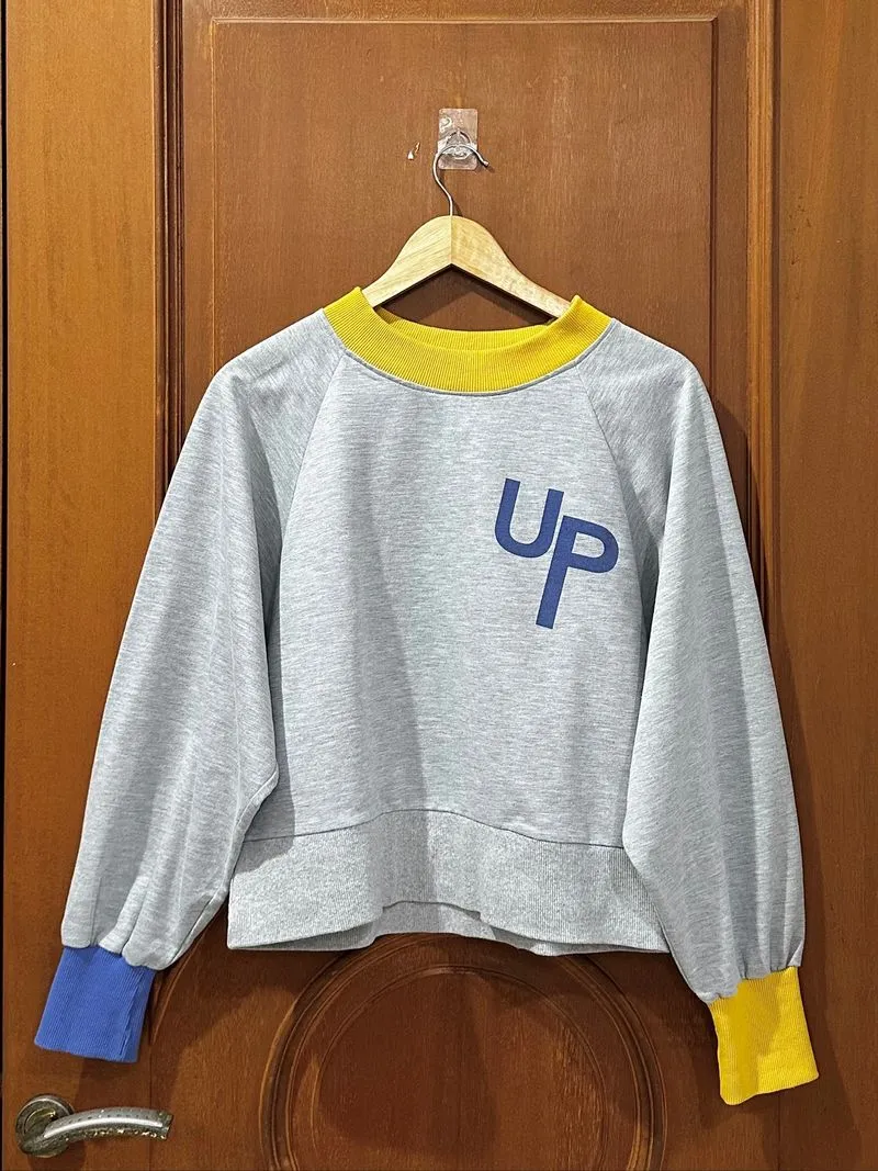 AVENUE Colorblock Grey Sweatshirt/Sweater photo 1