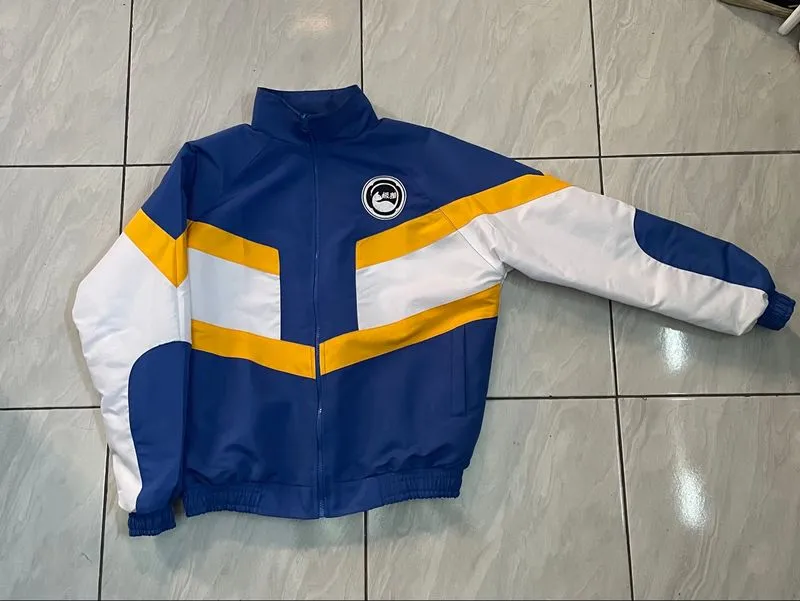 Jaket Training Sport Tracktop Unisex Biru Putih Kuning photo 1