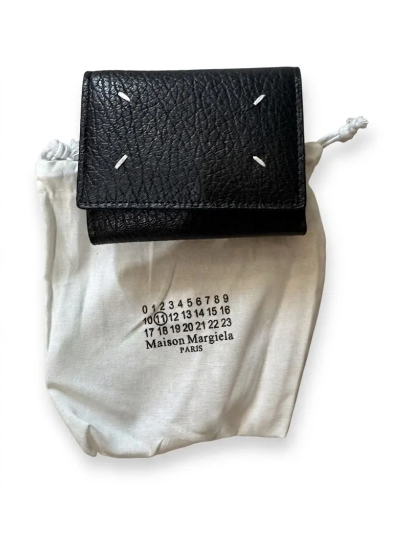 Maison Margiela Black Pebbled Leather Trifold Wallet photo 1
