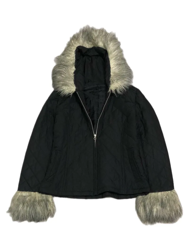 Y2K uniqlo fur hoodie jacket photo 1