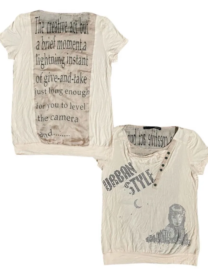 Y2K Ouyan If Six Was Nine Style Poem T Shirt photo 1