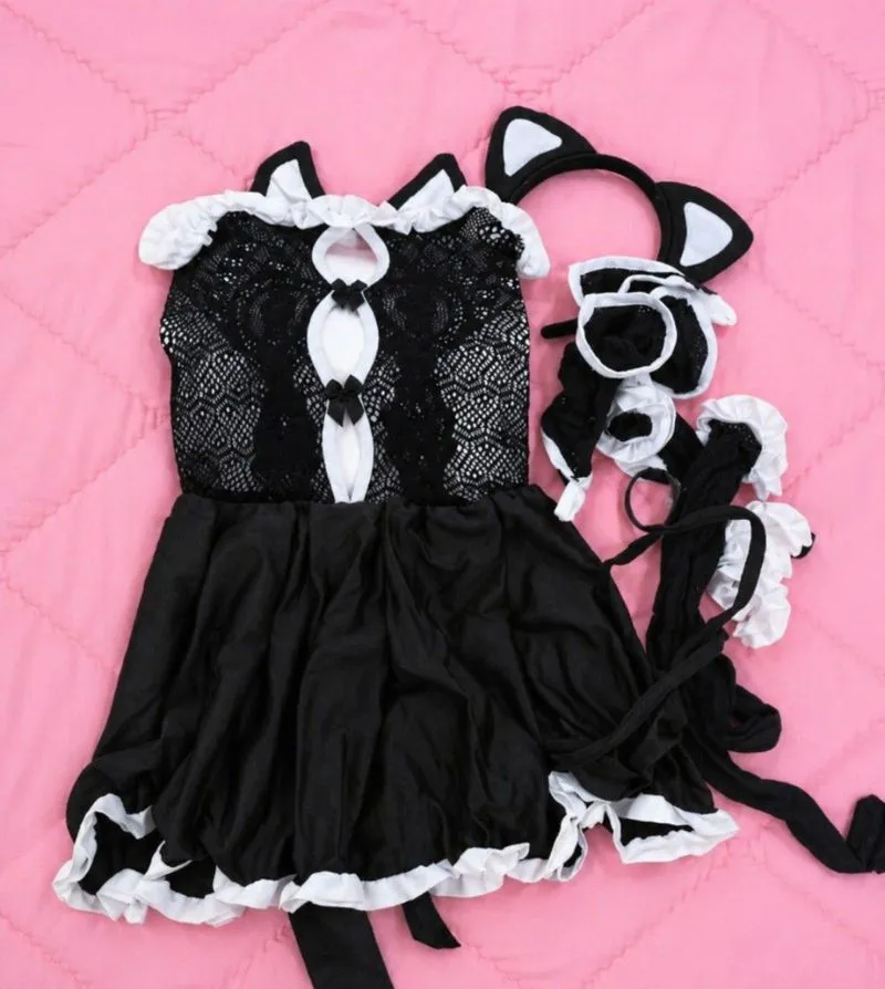 Lingerie Set Black Lace Maid photo 1