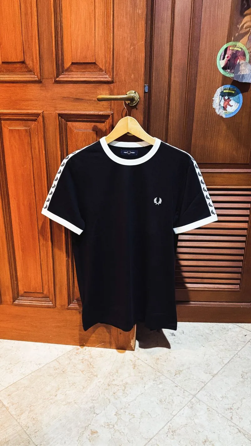 Fred Perry Taped Ringer Black Tshirt size M  photo 1