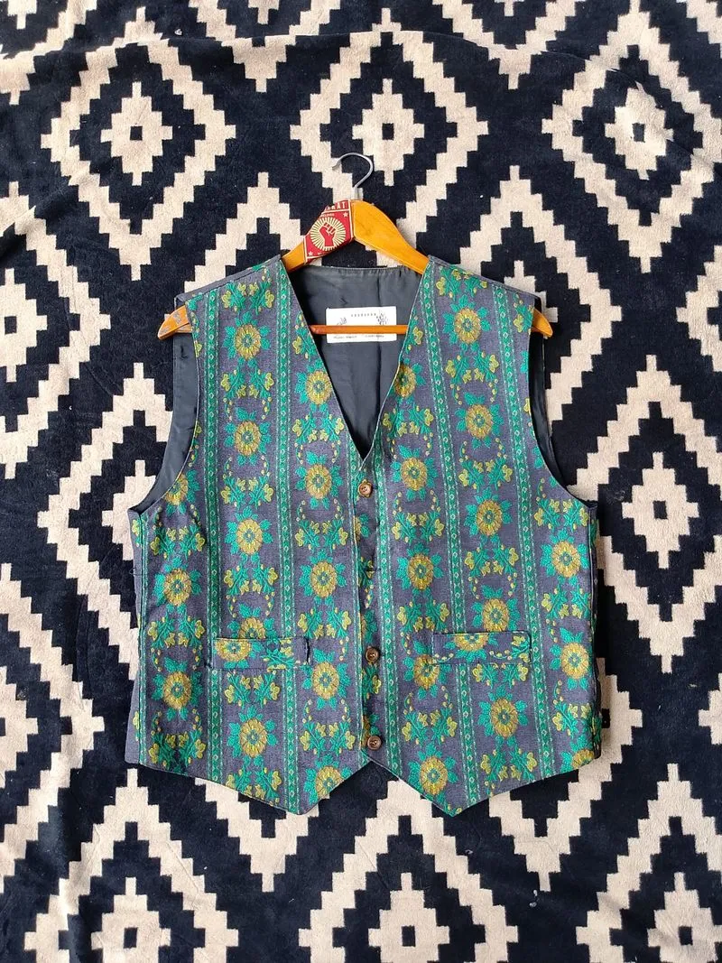 Jacket Rompi Rare Turkey-Bursa Vintage Floral Tapestry Vest photo 1