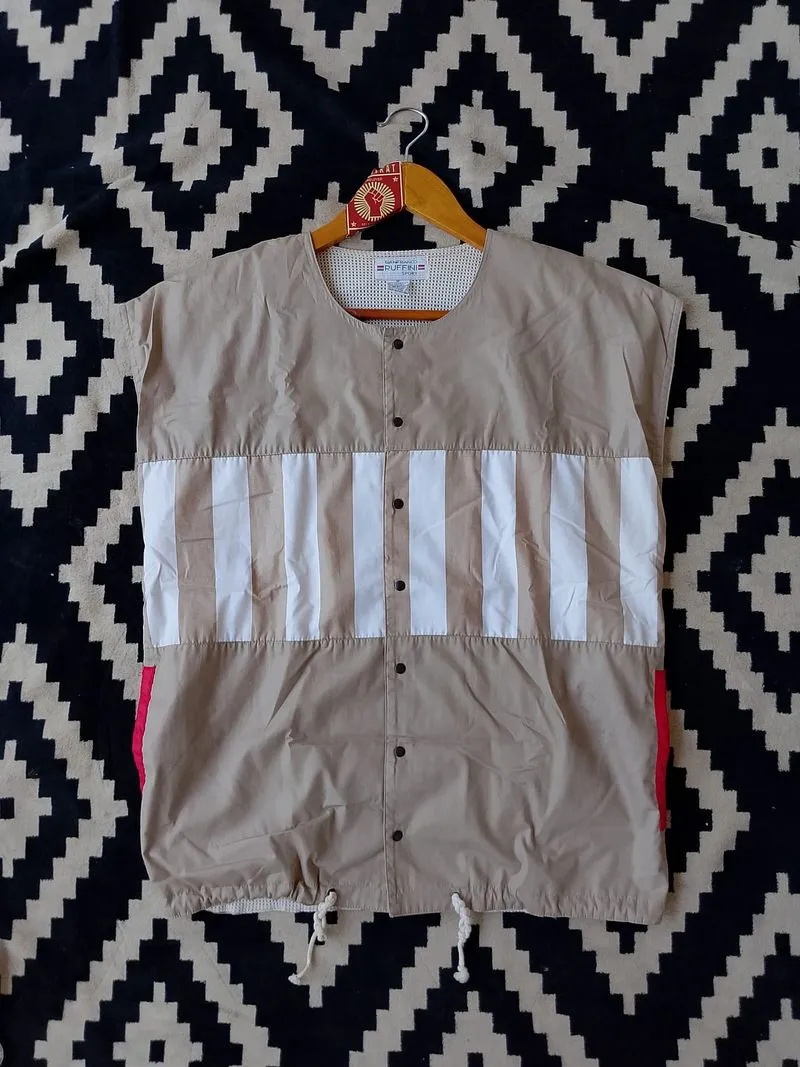Vintage Gianfranco Ruffini Sport Vest Tan & White Striped photo 1