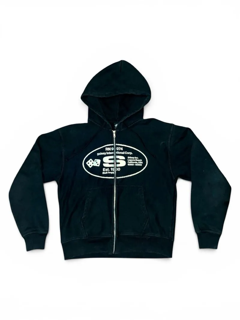 Stüssy Oval Corp Zip Hood in black photo 1