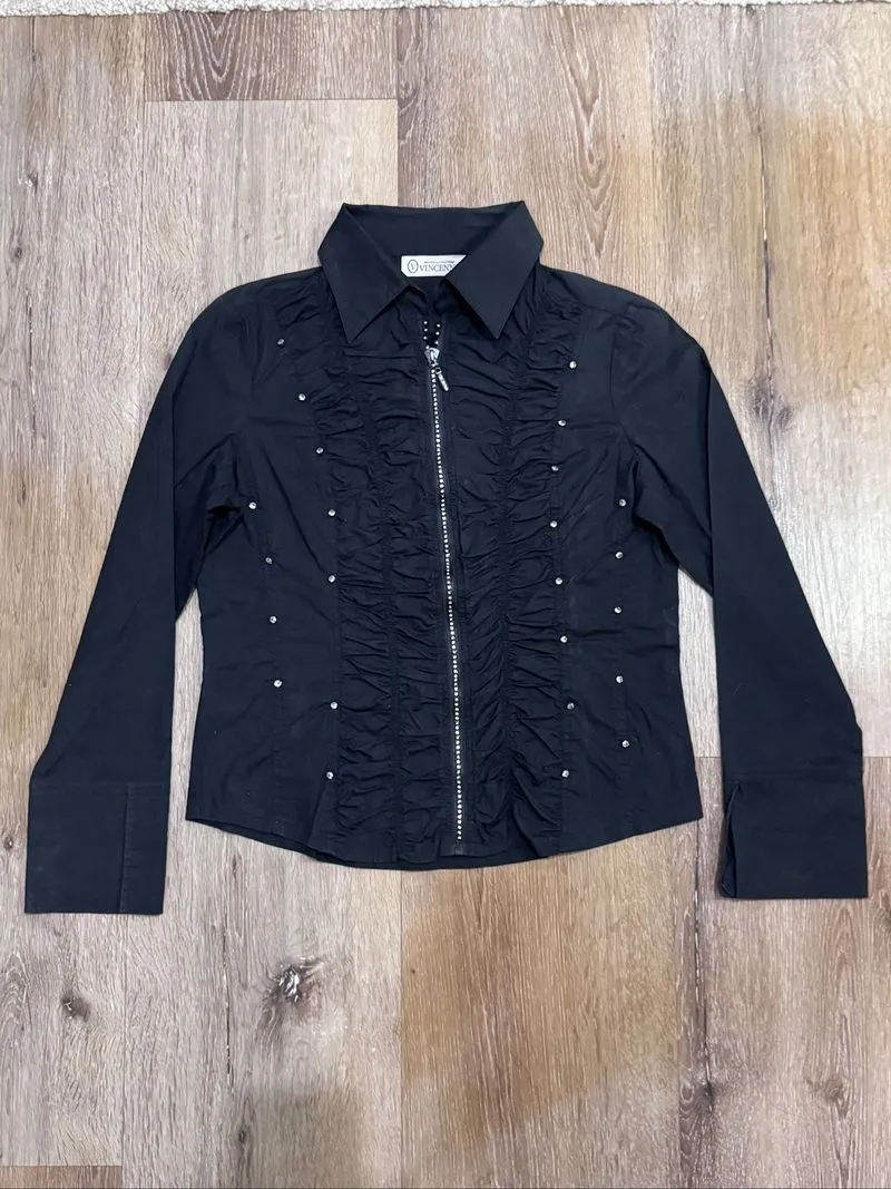 Vincenne Nouvelle Couture Black Ruched Top photo 1