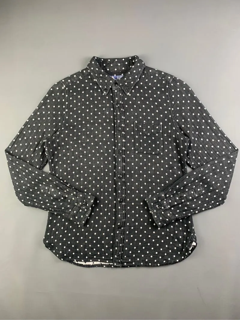 Beams Heart Black Polkadot Soft Cotton Shirt (S) photo 1