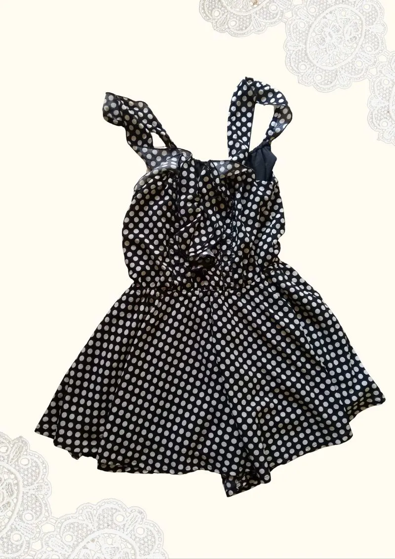 Mini Dress Polkadot Hitam Ruffle | Gaun Selutut [P💕] photo 1