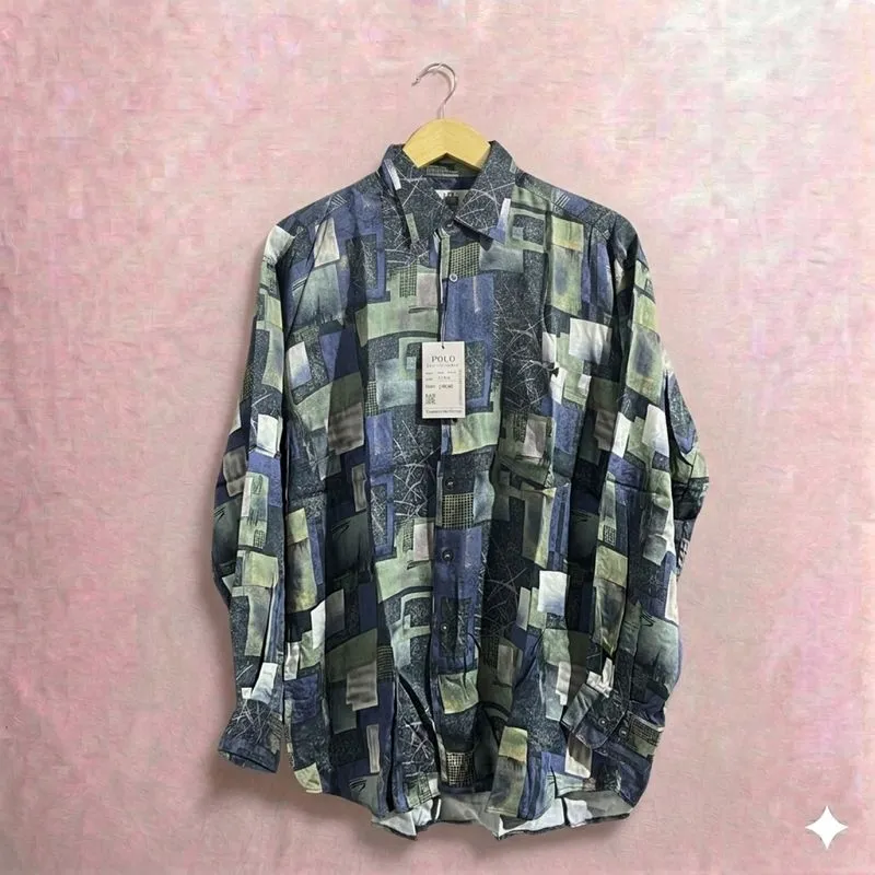 MODIAGLIANI Italy Mode Abstract Pattern Pocket Casual Shirt photo 1