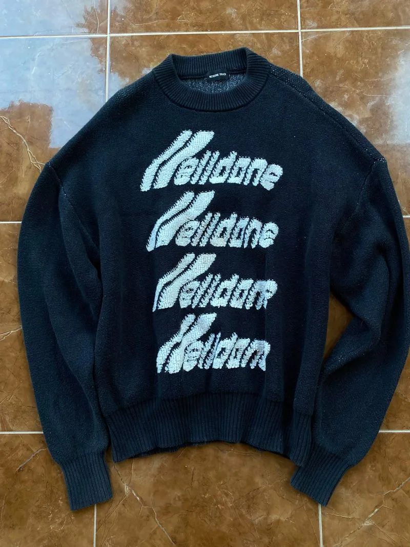 WE11DONE  Logo Pile Knit Sweater Dark Navy photo 1