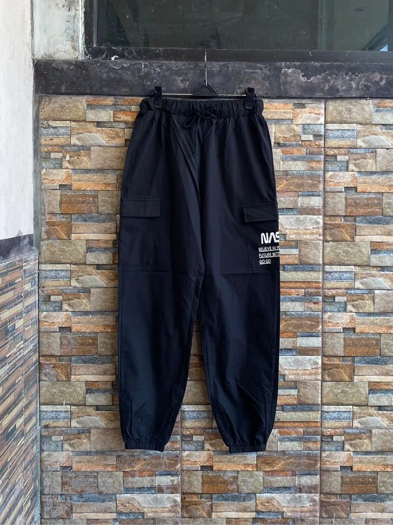 [Termurah] Shein Cargo NASA Jogger Pants Black photo 1