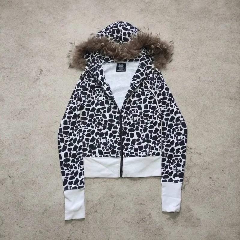 GLAD NEWS Fur Leopard Hoodie Style Vkei Y2k  photo 1
