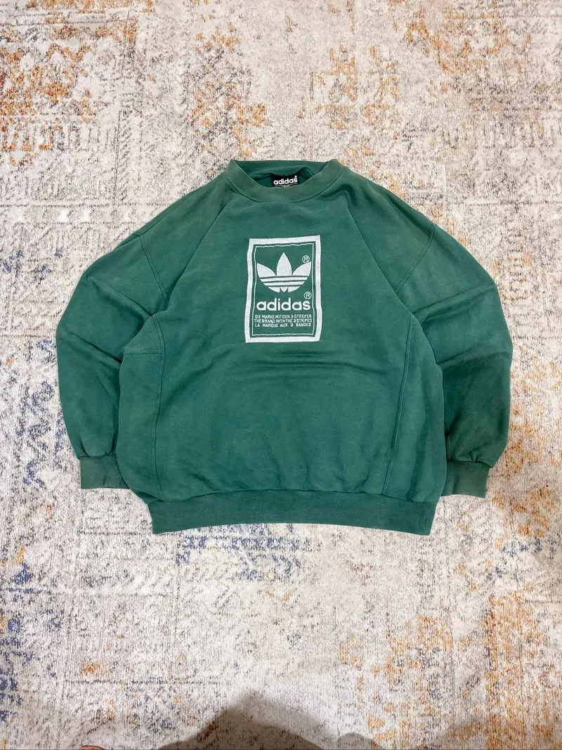 Vtg Rare Adidas 80s Crewneck green full tag photo 1