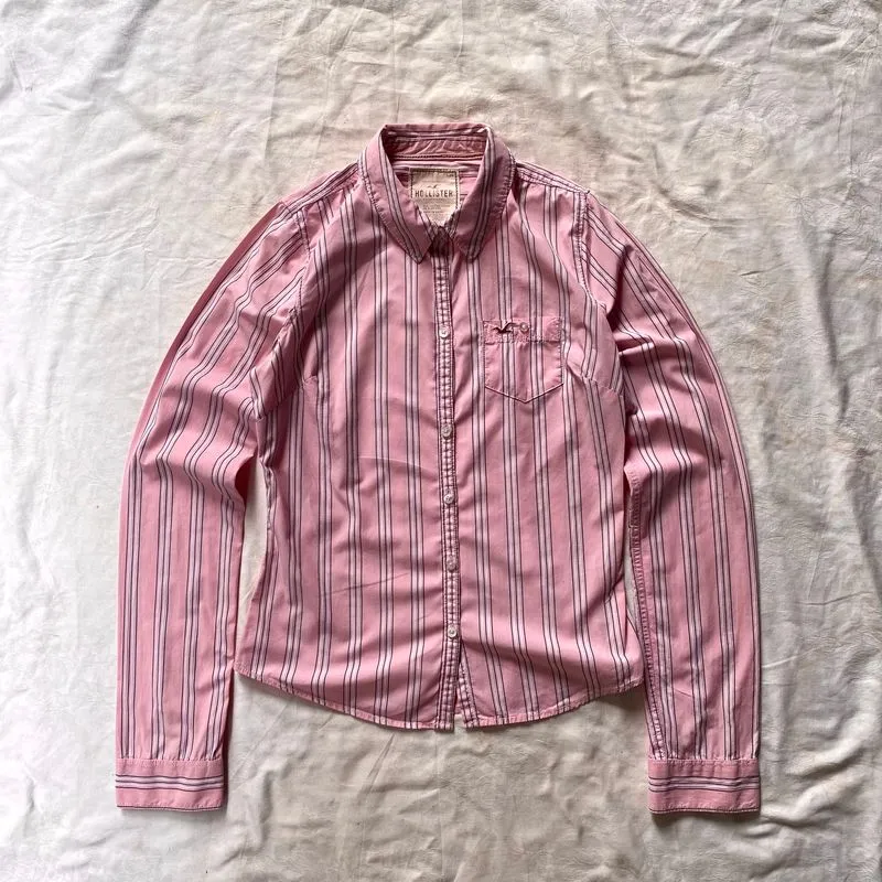 Hollister Striped Long Sleeve Shirt Pink photo 1