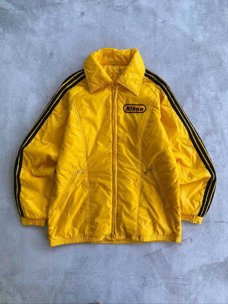 Vintage 80s Nikon Photographer's nylon Jacket Mustard Yellow photo 1