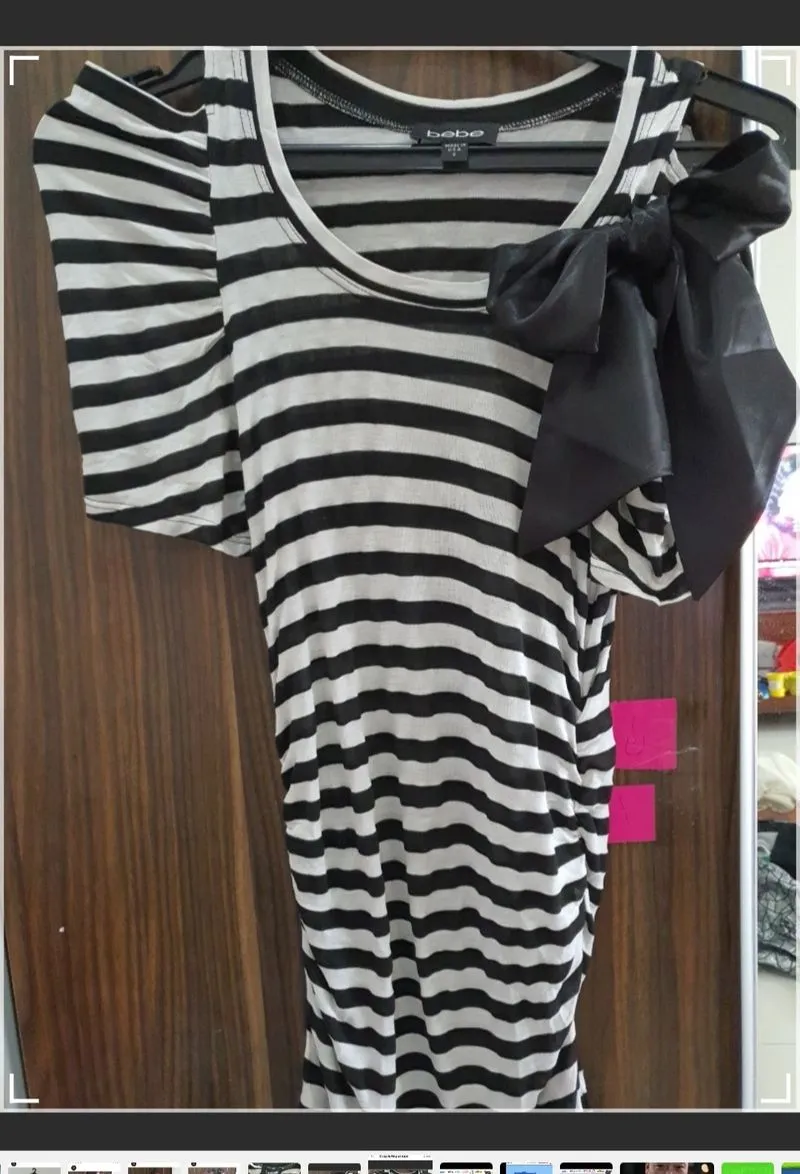 bebe Vintage Midi dress Wanita white black photo 1