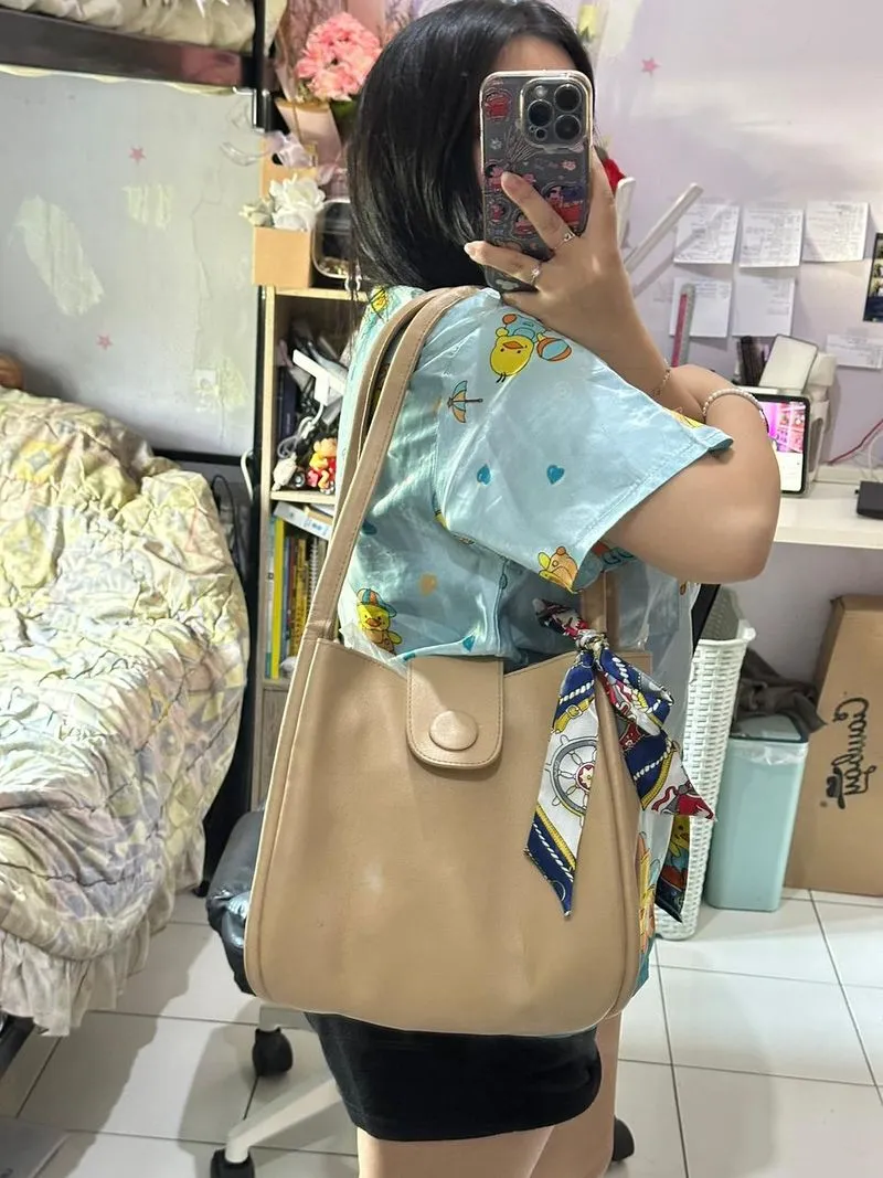 Tas Bahu Tote Bag Wanita Style Korea cream photo 1