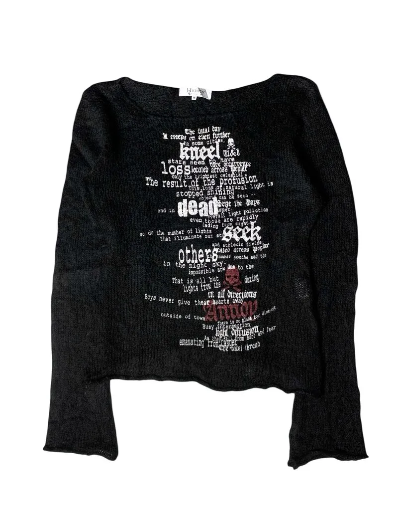 J honey poem skull graphic distressed knit sweater  photo 1