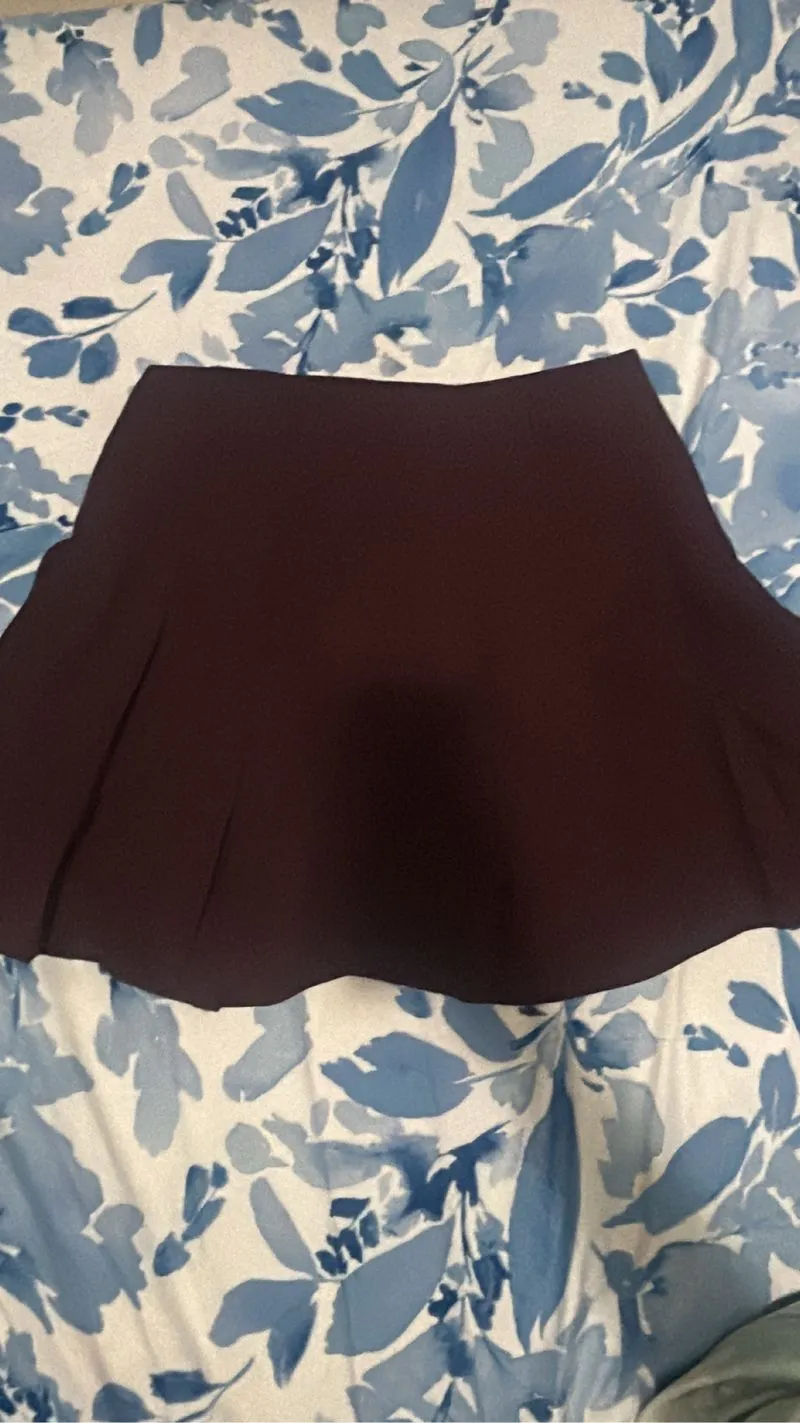 Stradivarius Burgundy Pleated Mini Skirt photo 1