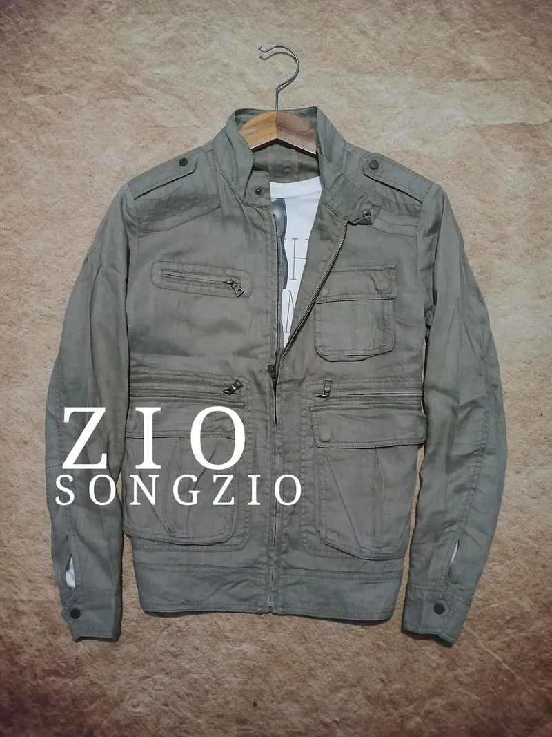 ZIO SONG ZIO jaket linen banyak saku second thrift original photo 1