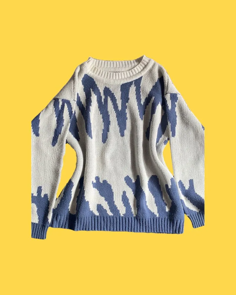 Knit Sweater Oversized Blue-White photo 1