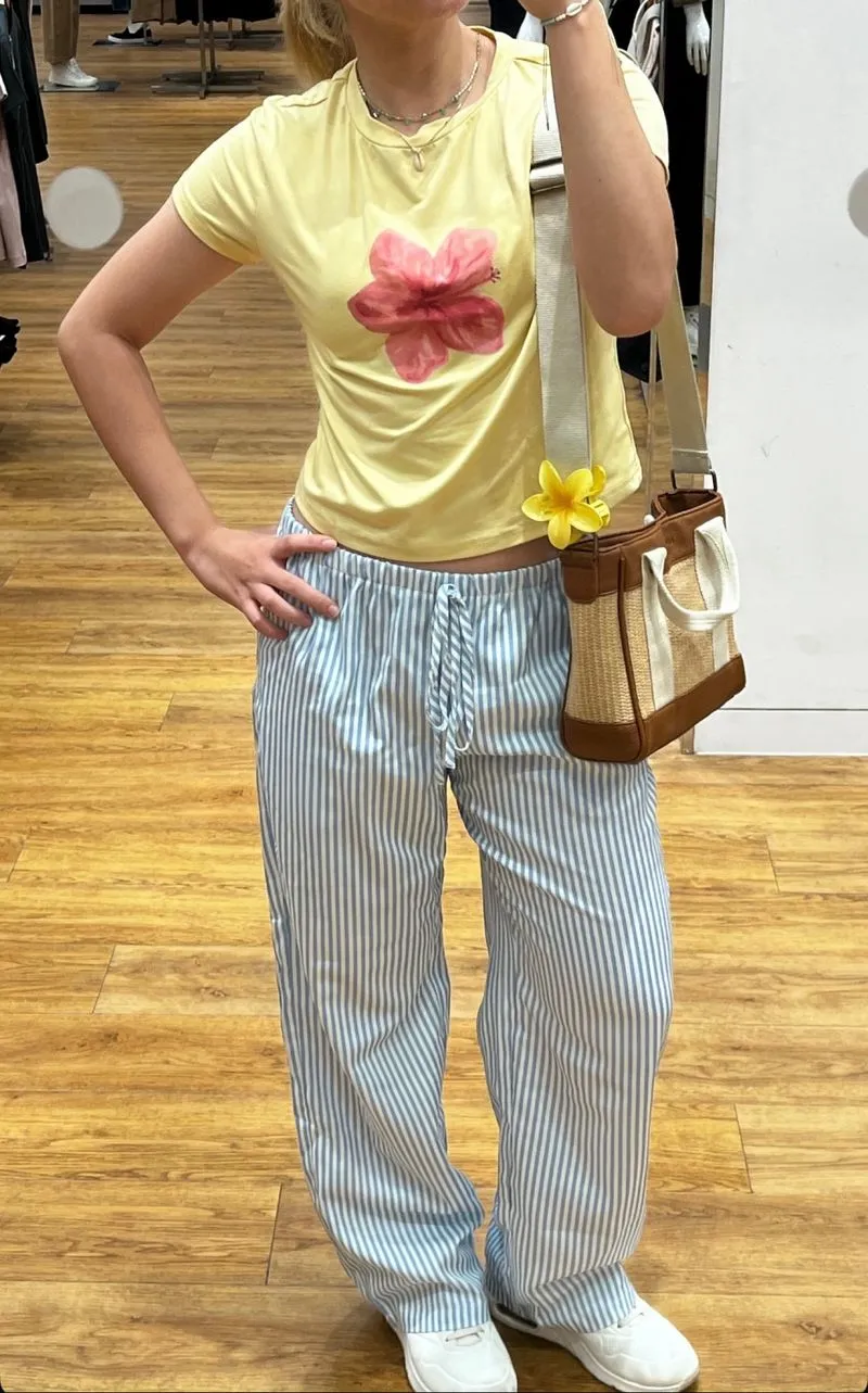 Summer stripe casual linen beach pajamas ori brand shein photo 1