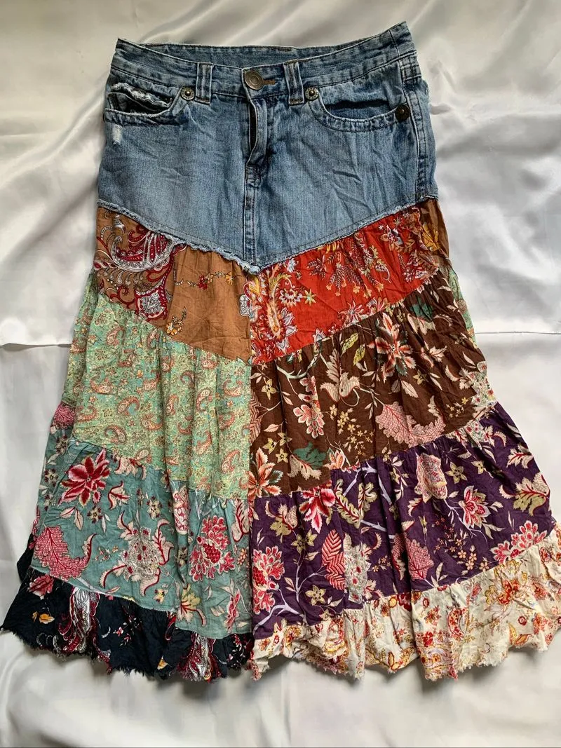 denim jeans patchwork skirt photo 1