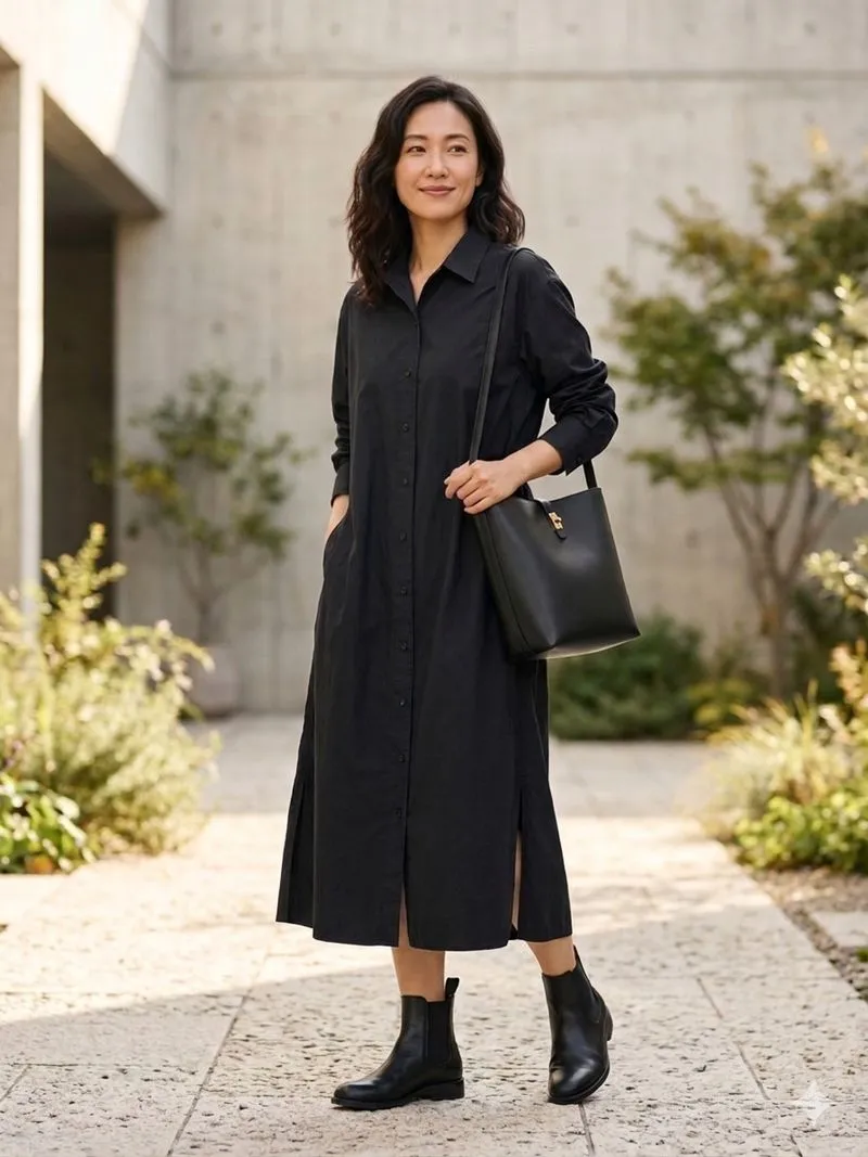 Uniqlo kemeja hitam panjang dress tunik photo 1