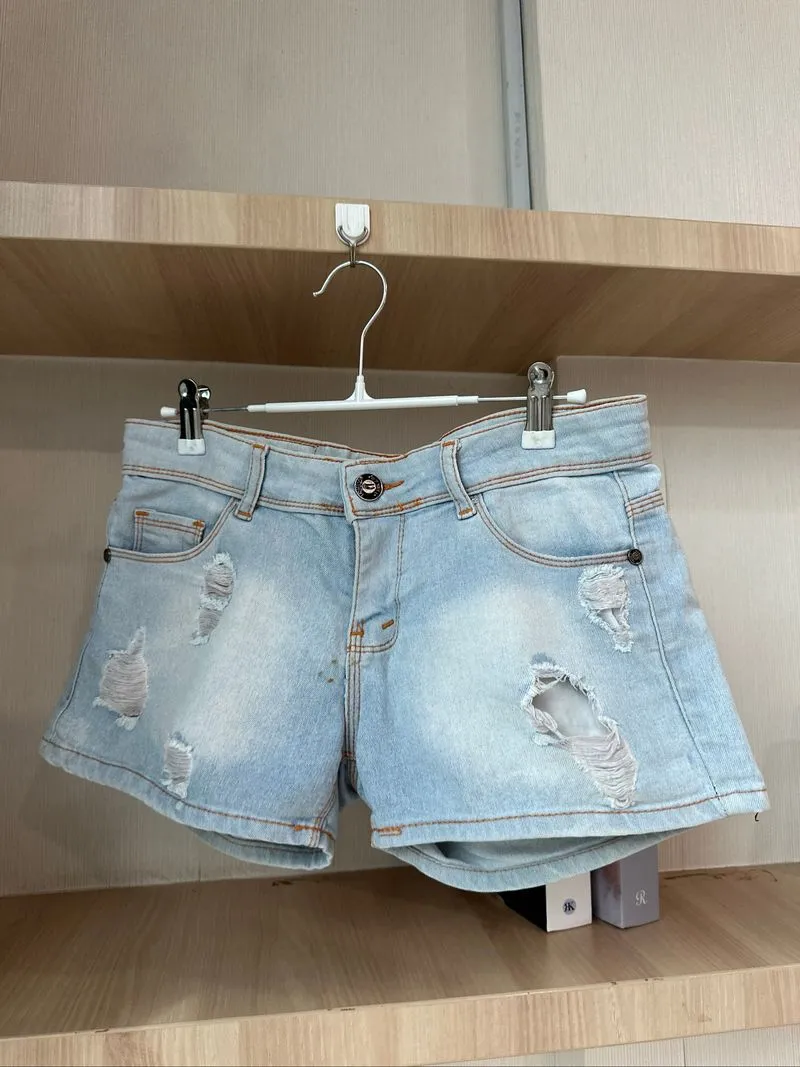 Denim Shorts Pants Infilo Ripped Jeans Denim Blue photo 1