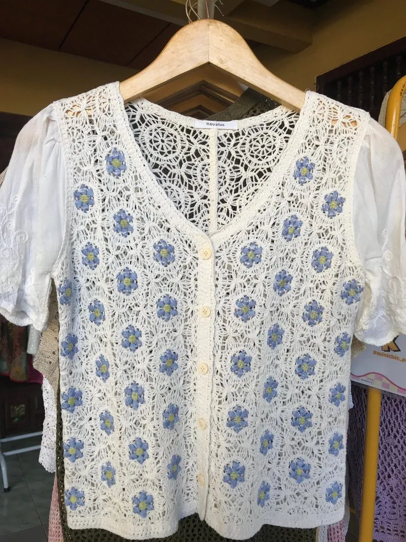 N.by plus Cardigan Blouse Vintage Lengan Bordir Bunga 2 photo 1