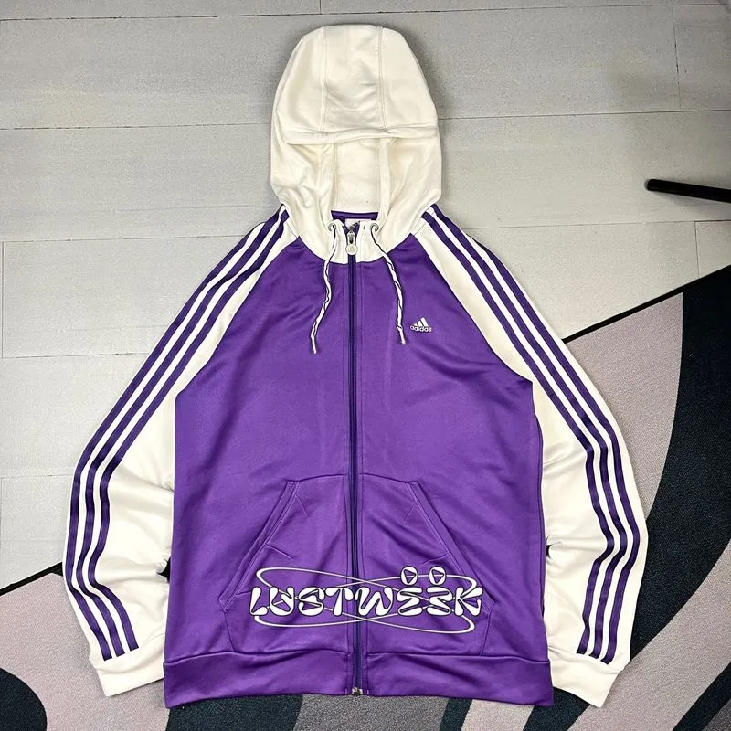 Adidas Stripes Purple Hoodie Tracktop Jacket photo 1