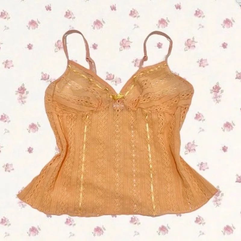 Vintage Y2K Cami top Wanita orange photo 1