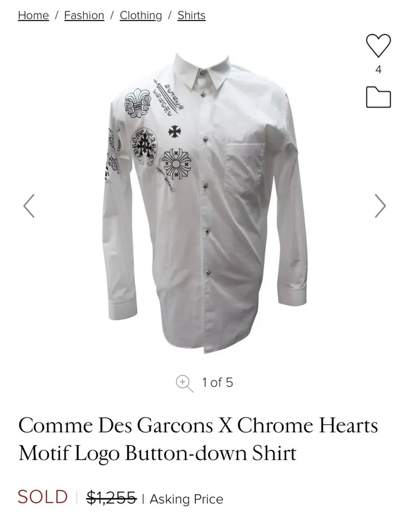 COMME des GARÇONS Streetwear Casual Formal shirt Pria white Preloved
