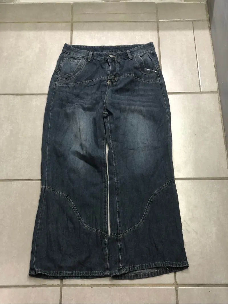 Dark blue faded baggy jeans  photo 1