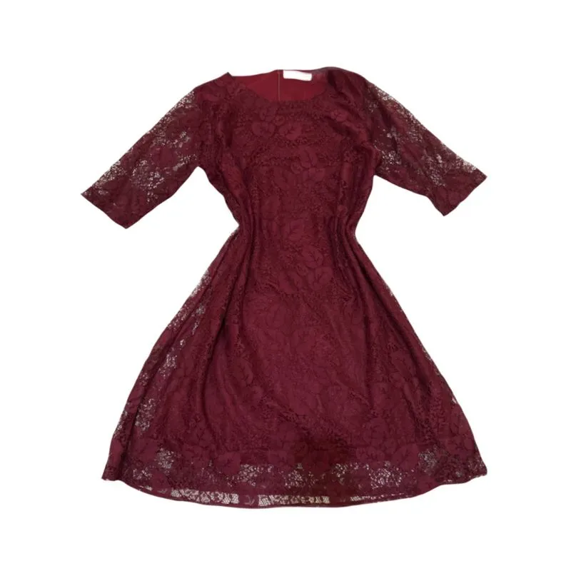 [NEW] Dress Brokat Heppinn Branded Maroon M LD 96 P 90 photo 1