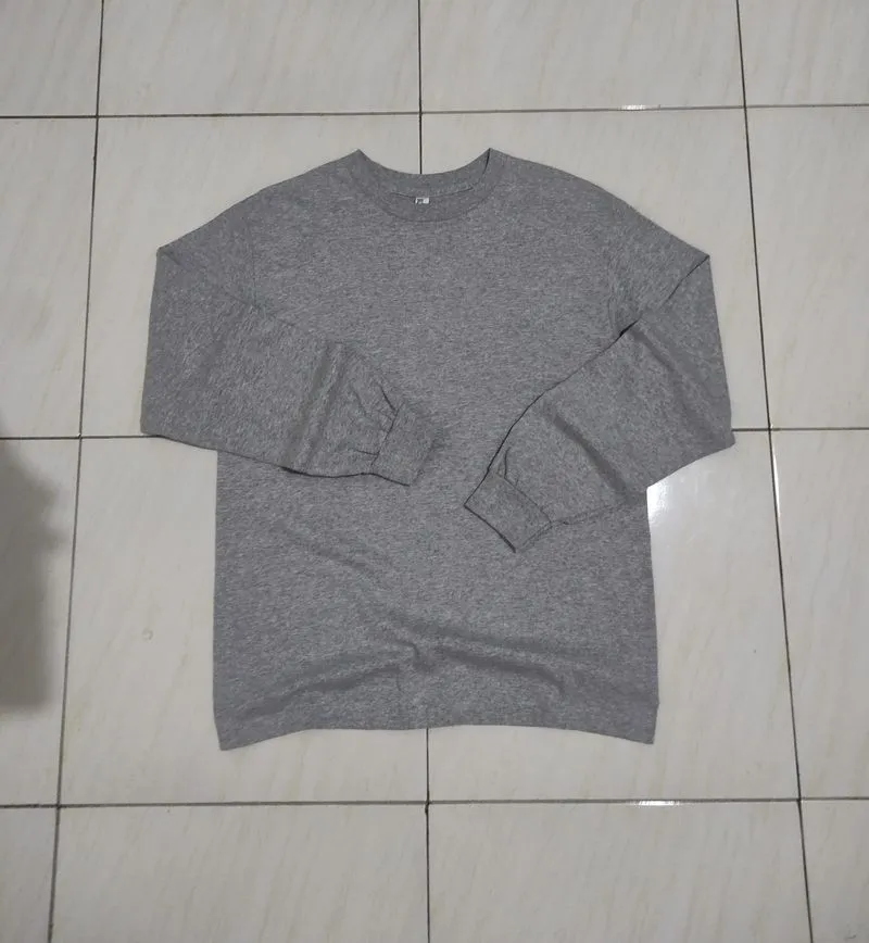 Blank tee kaos vintage kaos polos Alstyle Long sleeve grey photo 1