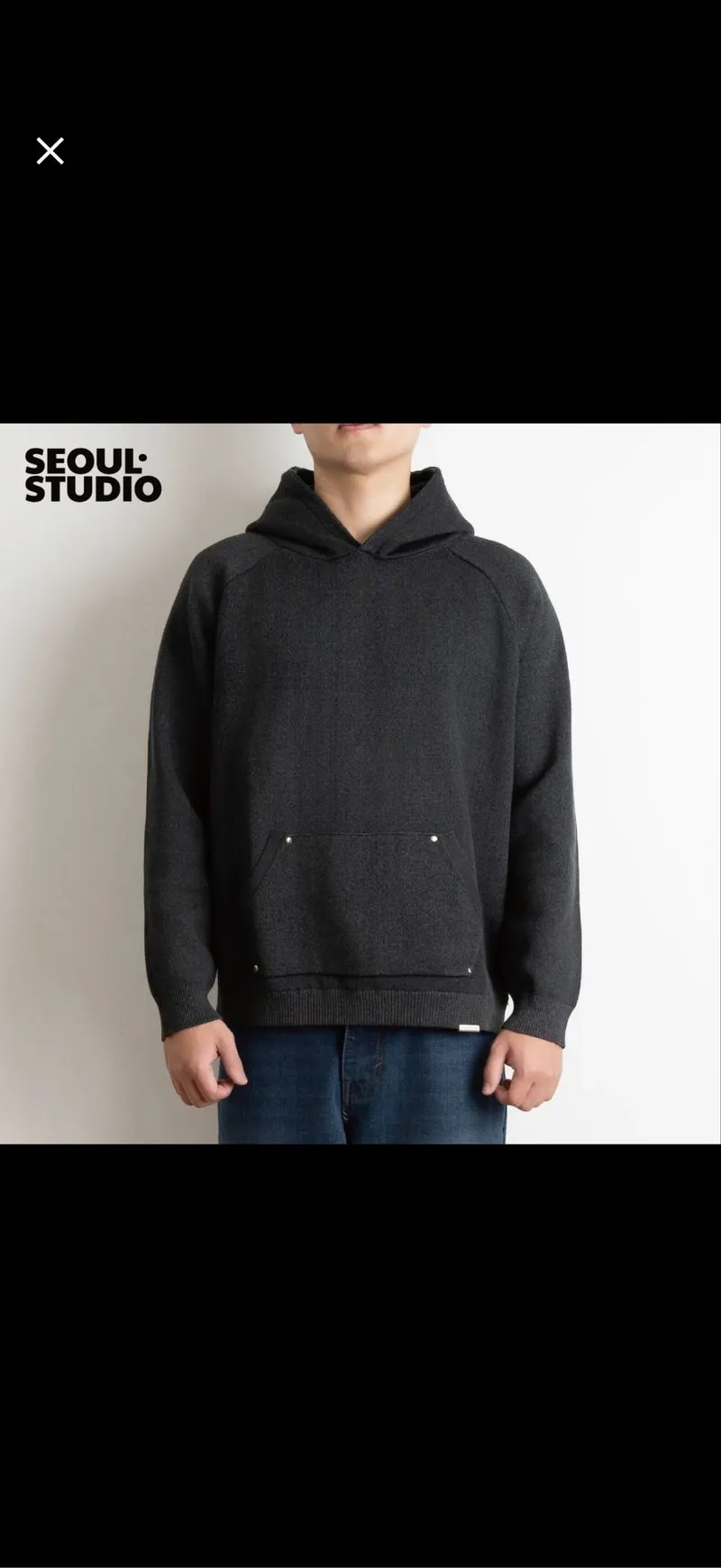 Preloved [SEOULSTUDIO] Raglan Oversized Hoodie (Dark Grey) photo 1