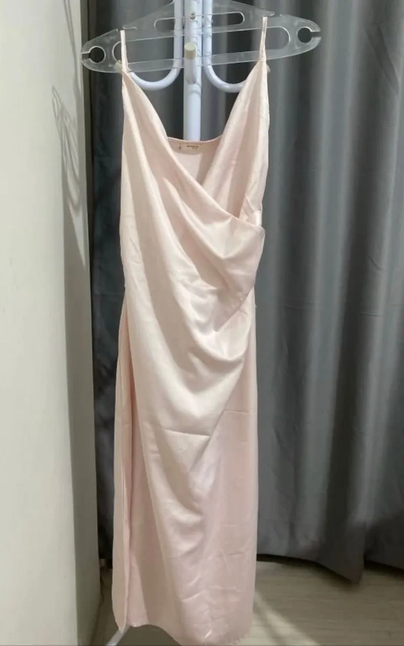 Aesthete yourlife pink satin summer dress  photo 1