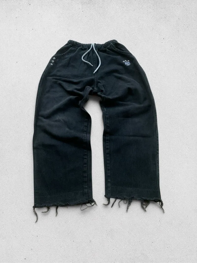Pluv Black Baggy Jeans Reworked Unfinished photo 1
