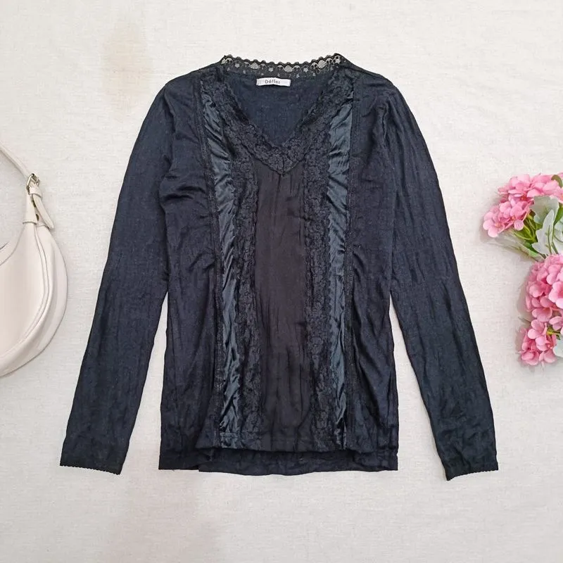 Defier Black Lace Romantic Top – Dark Coquette Gothic photo 1