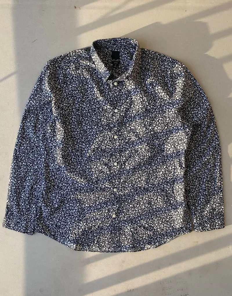 H&M Vintage Casual Shirt Wanita white black photo 1