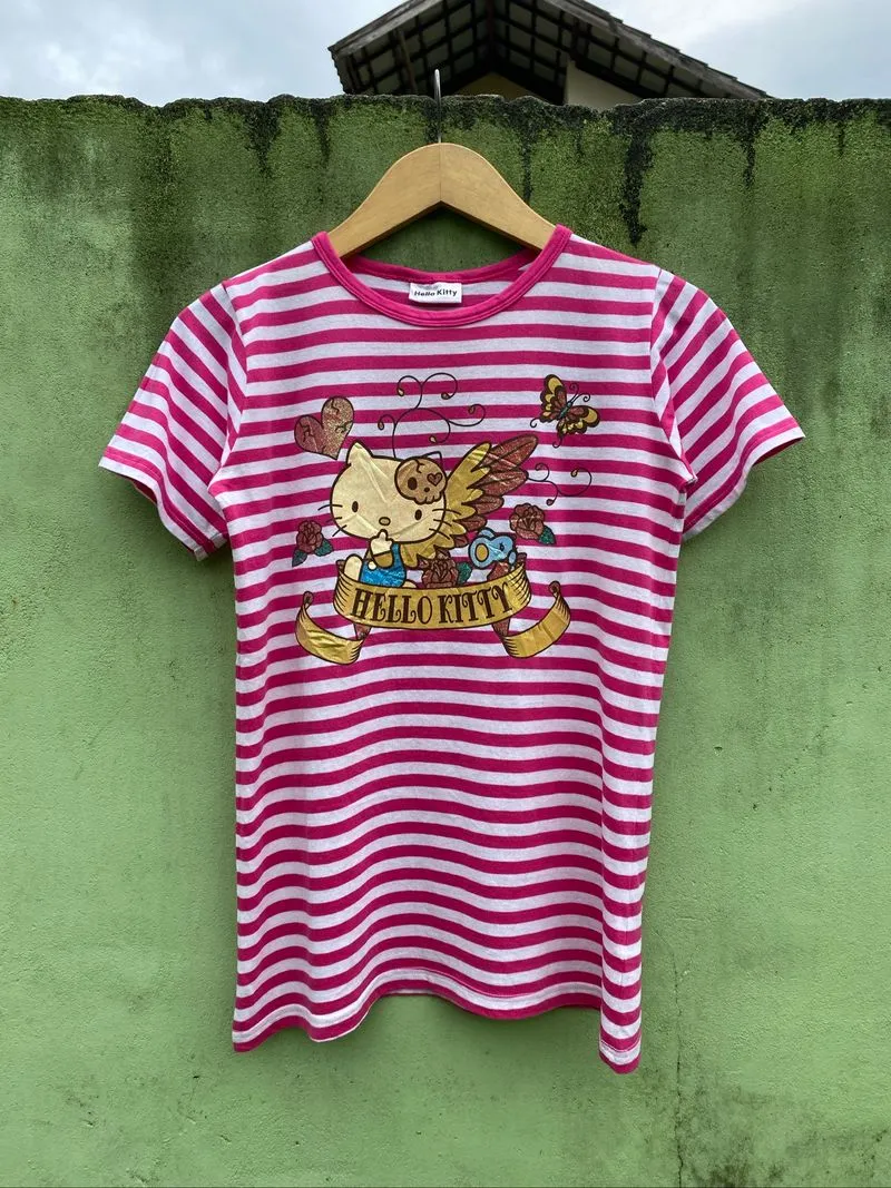Hello Kitty Striped Angel Wing Coquette Fairy Grunge Vintage photo 1