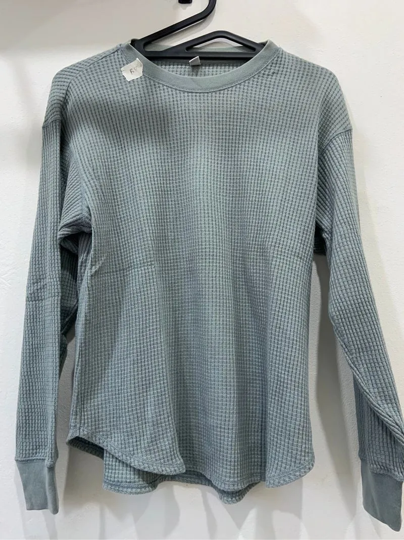 Uniqlo Waffle T-Shirt Sage Green photo 1