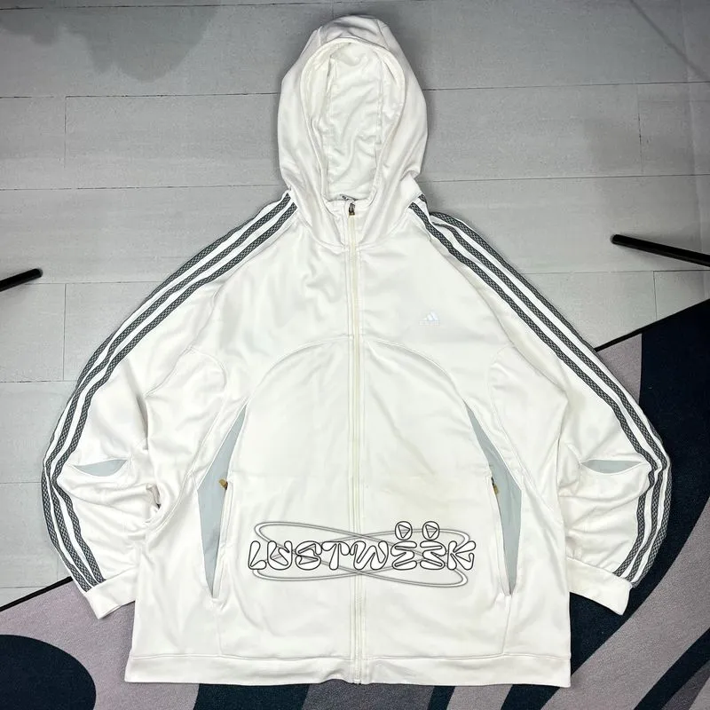 Adidas White Stripes Grey Hoodie Tracktop Jacket photo 1