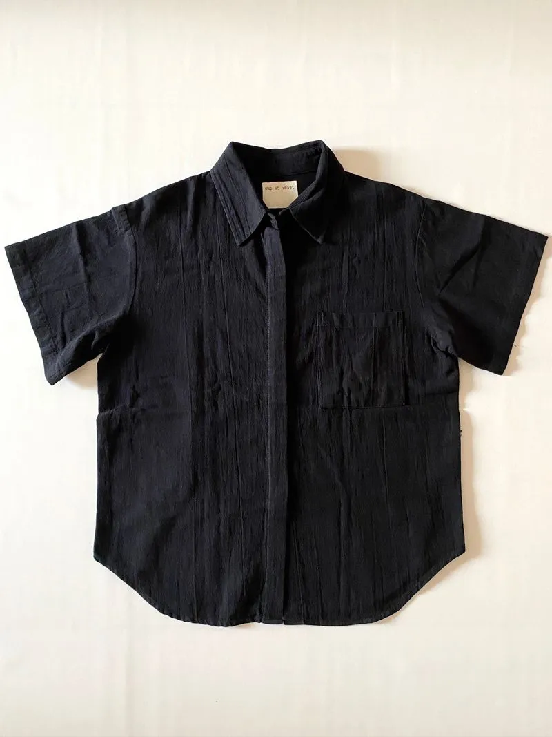 Shop at Velvet Black Crinkled Linen Shirt photo 1