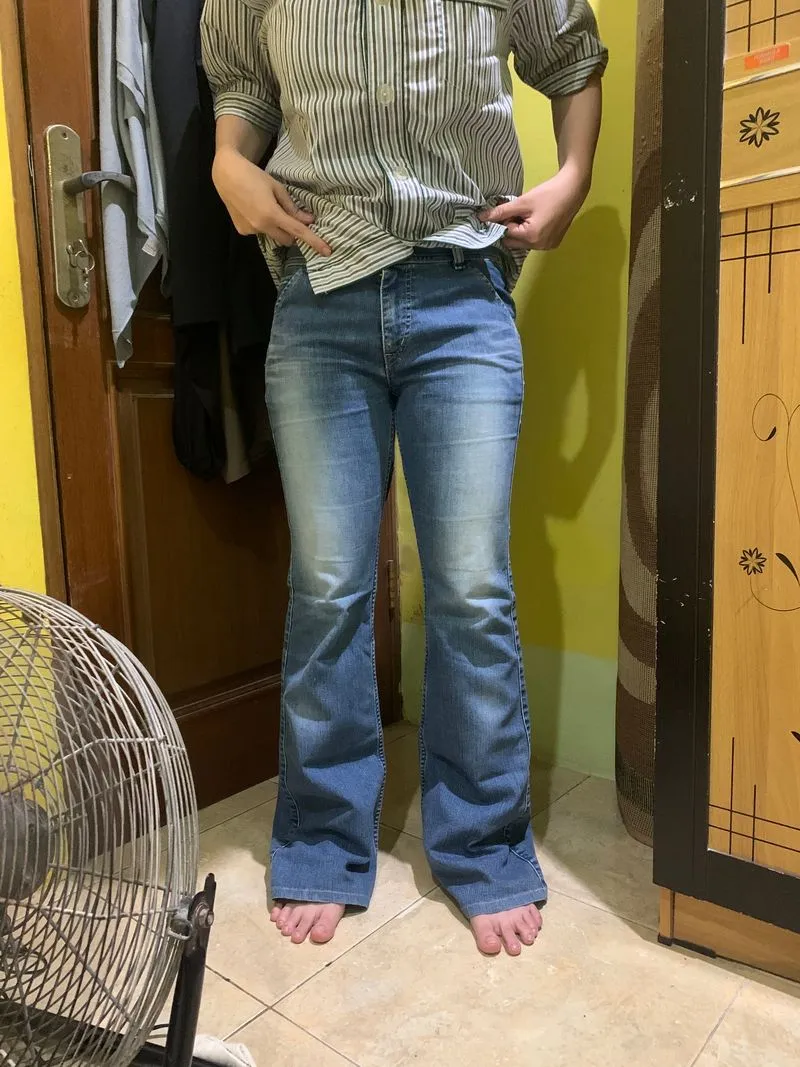 Y2K Casual Flare pants Wanita navy blue photo 1