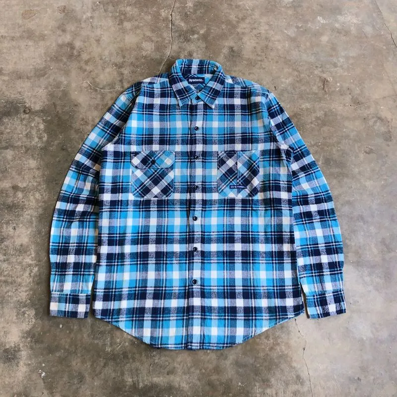 Vintage Hysteric Glamour Veterano Flanel Plaid Shirt Blue photo 1